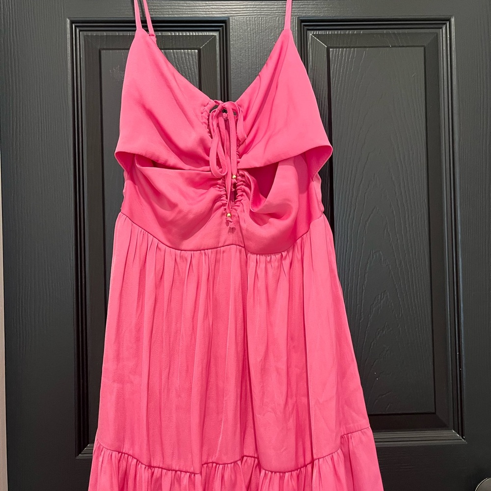 Pink Ruffled Tie Front Sundress